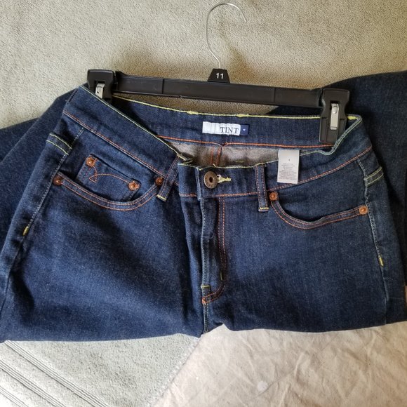 TINT Low rise Dark Blue Denim Jeans w/Gold Stitch sz 4 - Picture 7 of 16